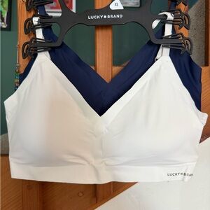 Lucky Brand Women's White and Navy Bralette Set